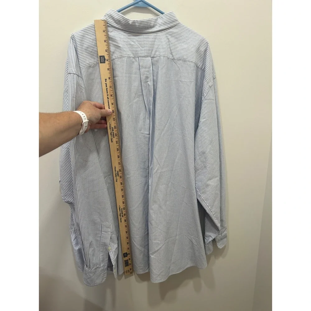 Polo Ralph Lauren Button Down Shirt Mens 4XB Blue Striped Oxford Flesh Pony $138
